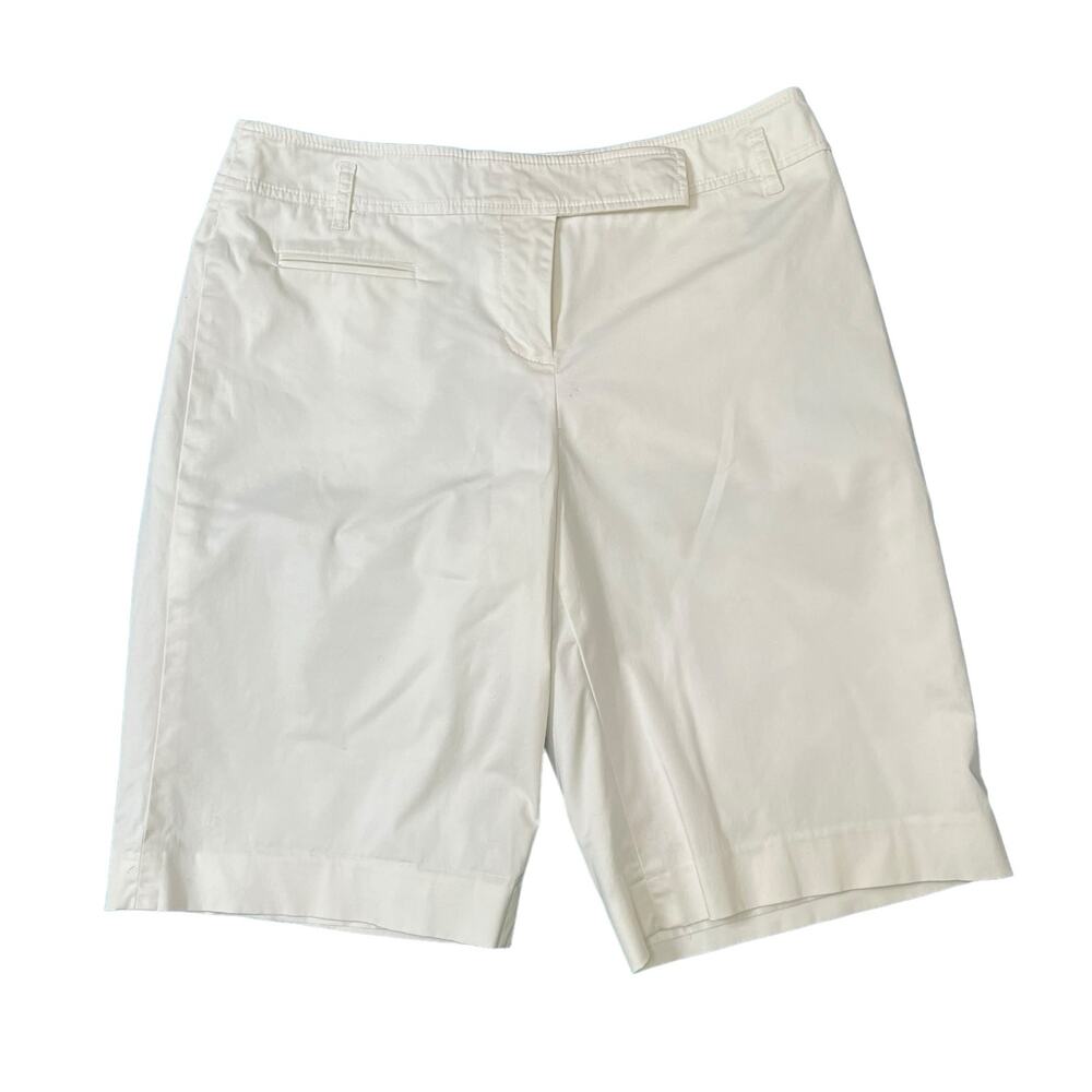 Ann Taylor LOFT lined white high rise chino shorts women's 4 - Picture 2 of 7